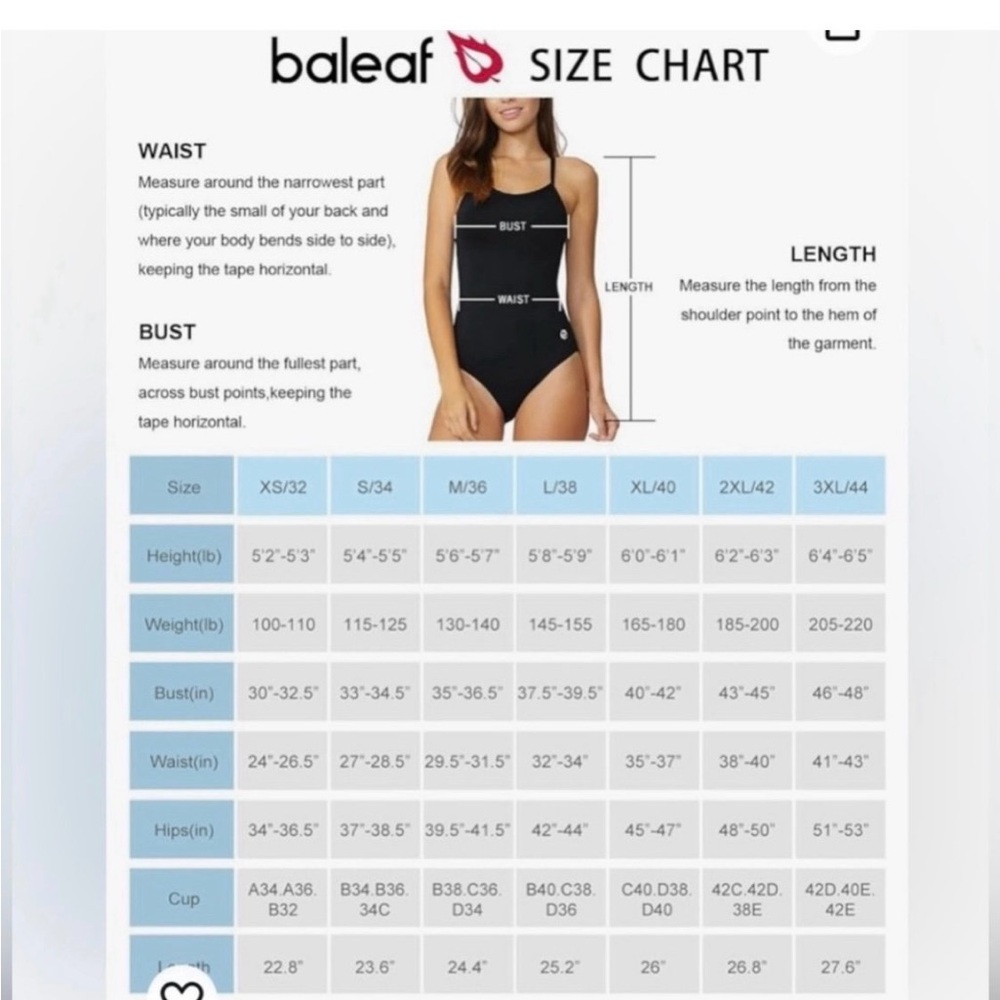 BALEAF one piece Bathing Suit, Navy, Size 40 - Picture 2 of 10